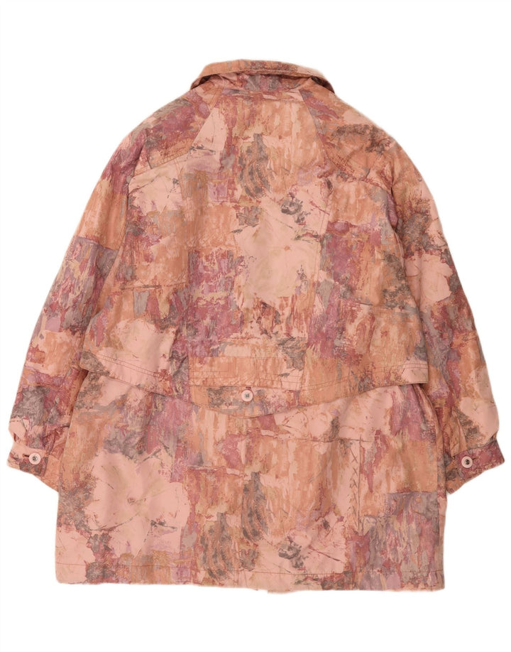 Sympatex kvinders abstrakt mønster Oversized Windbreaker Coat UK 18 XL Pink