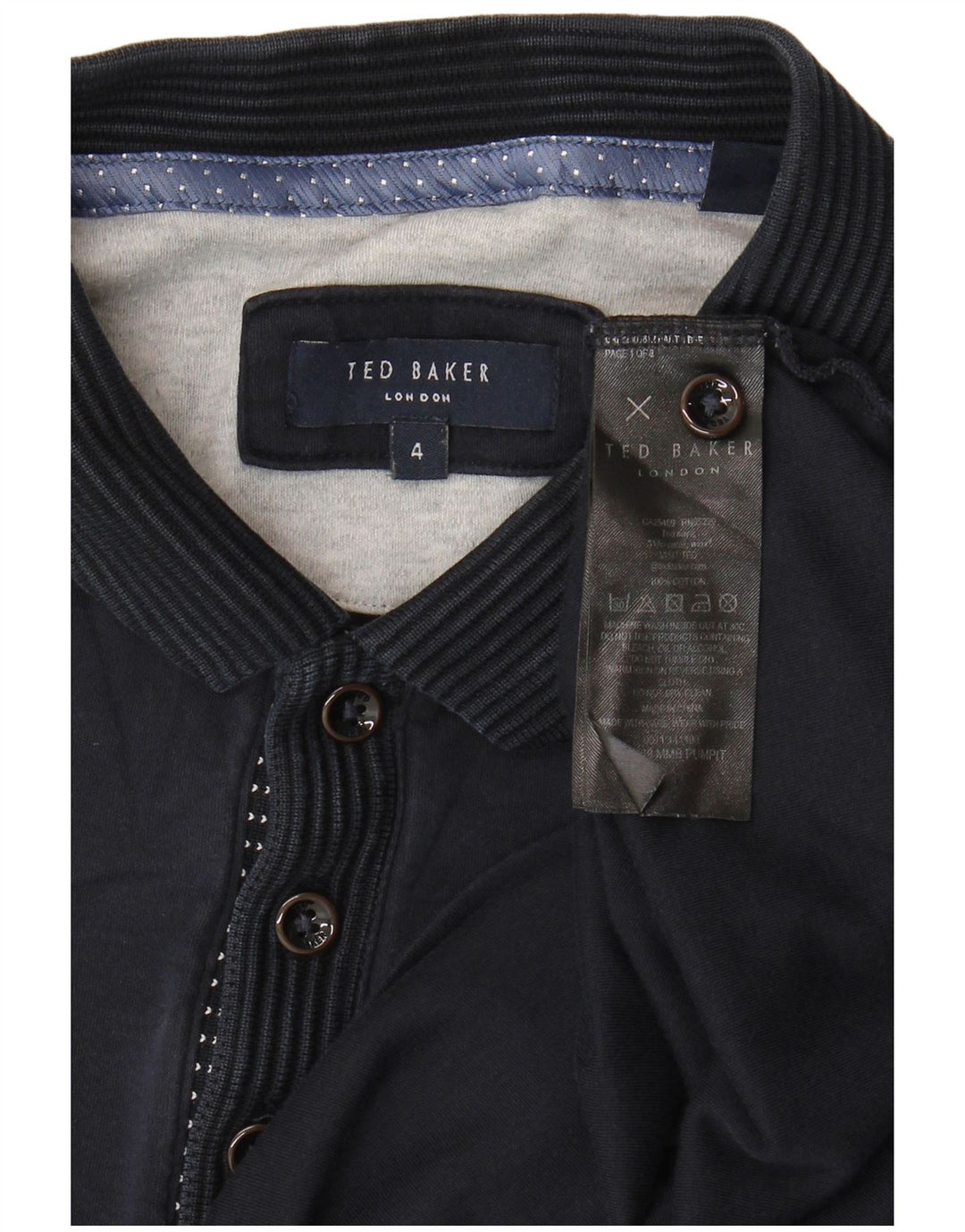 Ted Baker herre poloshirt str. 4 Large Navy Blue Cotton