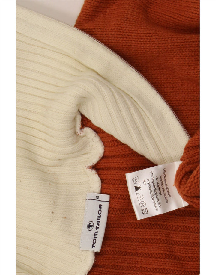 Tom Tailor Herre lynlås-hals sweater lille brun colourblock bomuld