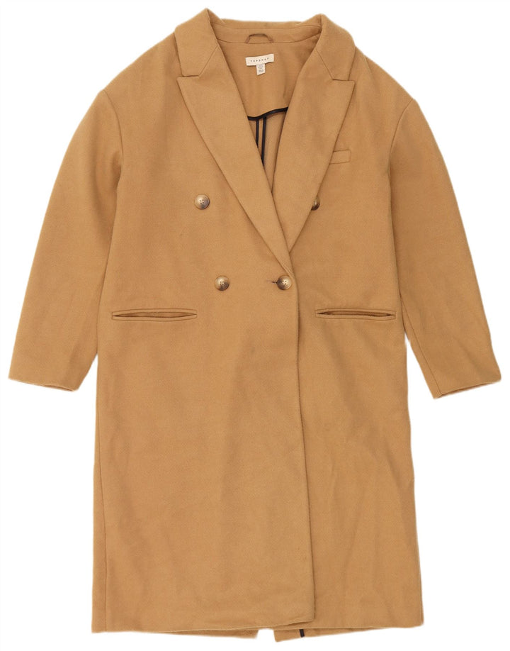 Topshop Dame Dobbeltradet Frakke UK 12 Medium Beige Polyester