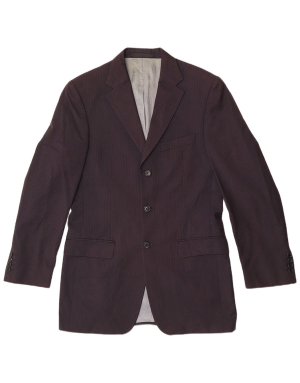 Marks & Spencer Mens Blazer Jacket UK 38 Medium Navy Blue Pinstripe