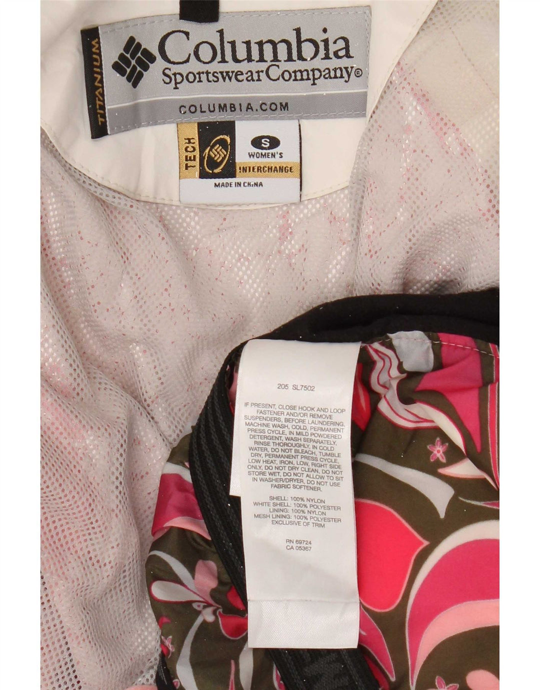 Columbia Skijakke med hætte til kvinder UK 10 Small White Colourblock Nylon