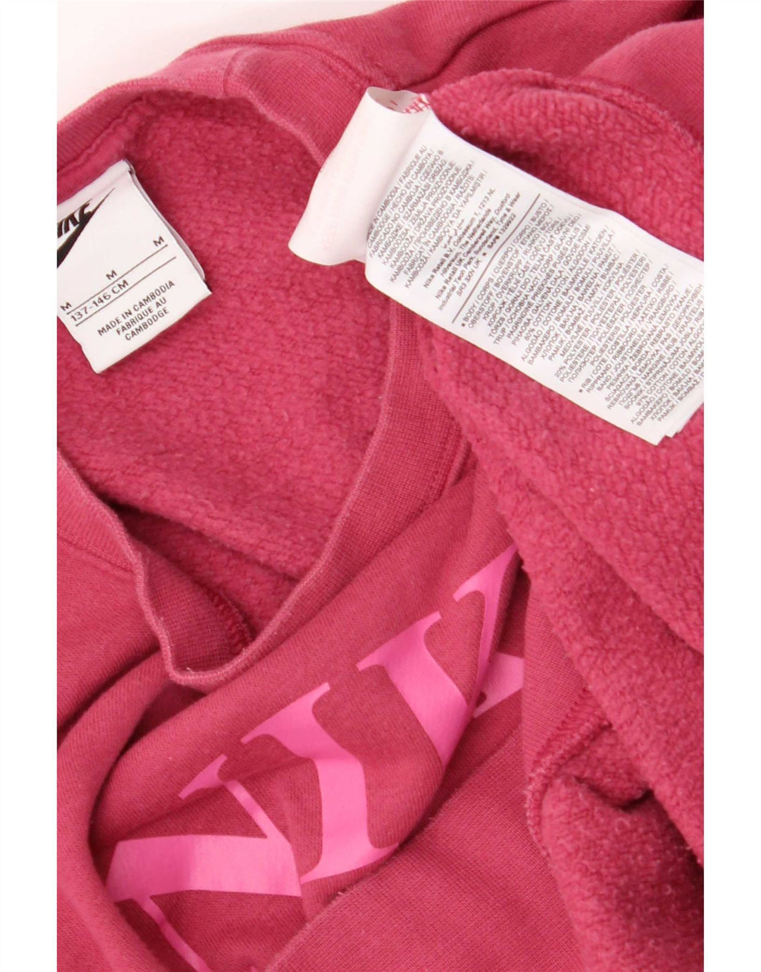 Nike Girls Crop Graphic Oversized Sweatshirt Jumper 10-11 år Medium Pink