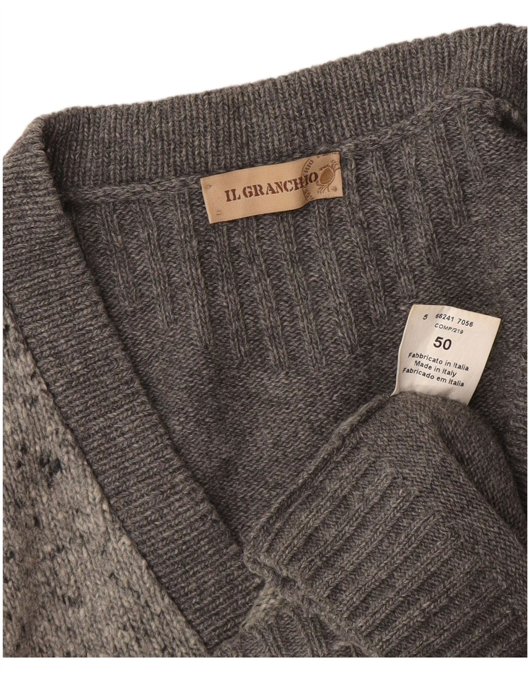 Il Granchio Herre Cardigan Sweater IT 50 Medium Grey Flecked Wool