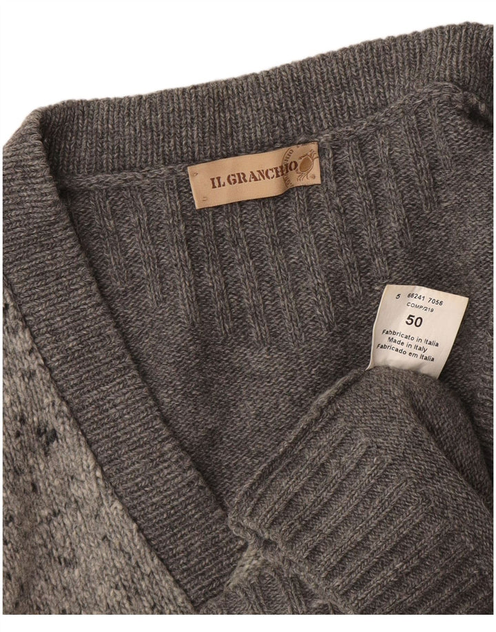 Il Granchio Herre Cardigan Sweater IT 50 Medium Grey Flecked Wool