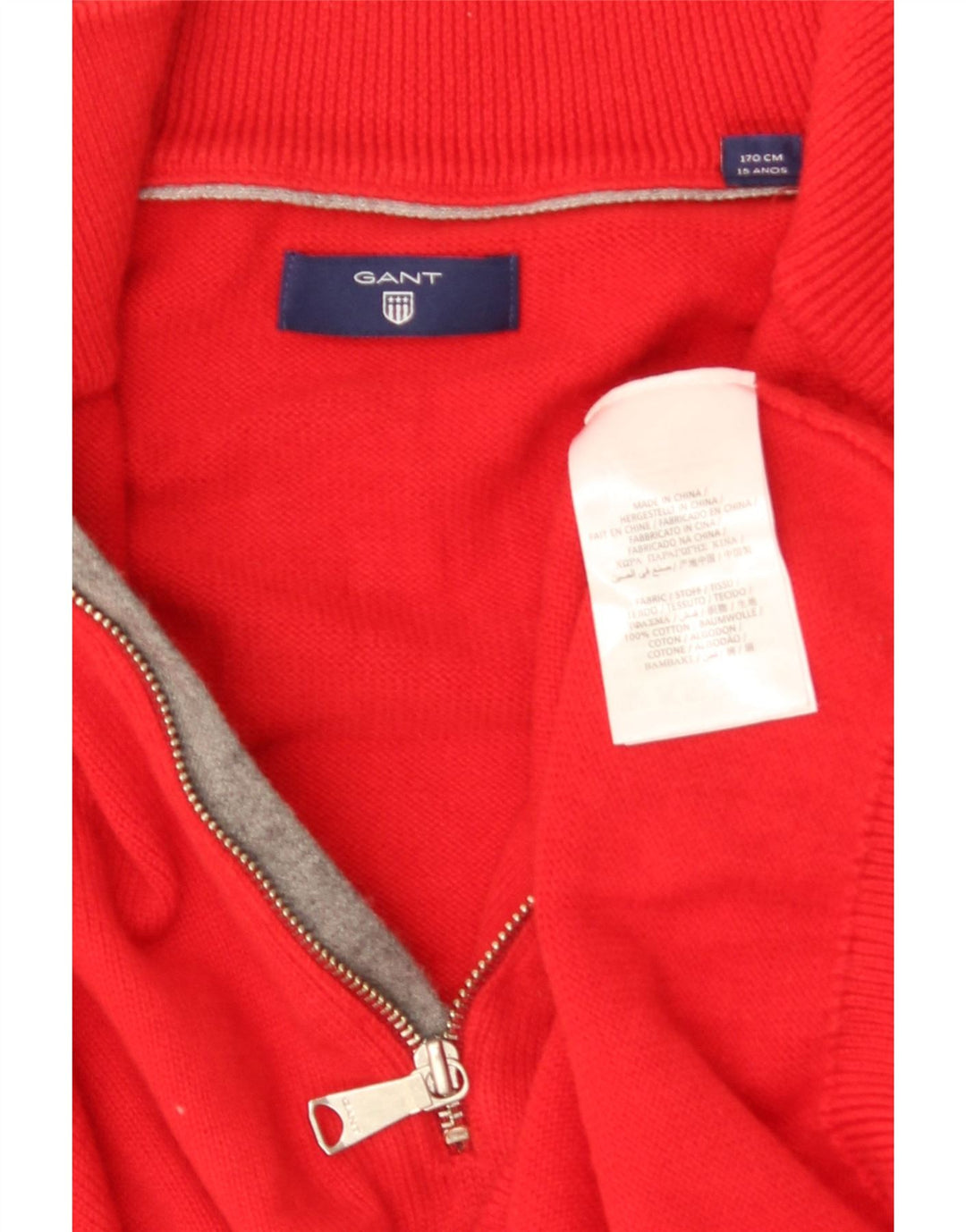 Gant Boys Zip Neck Sweater 14-15 år Rød Bomuld
