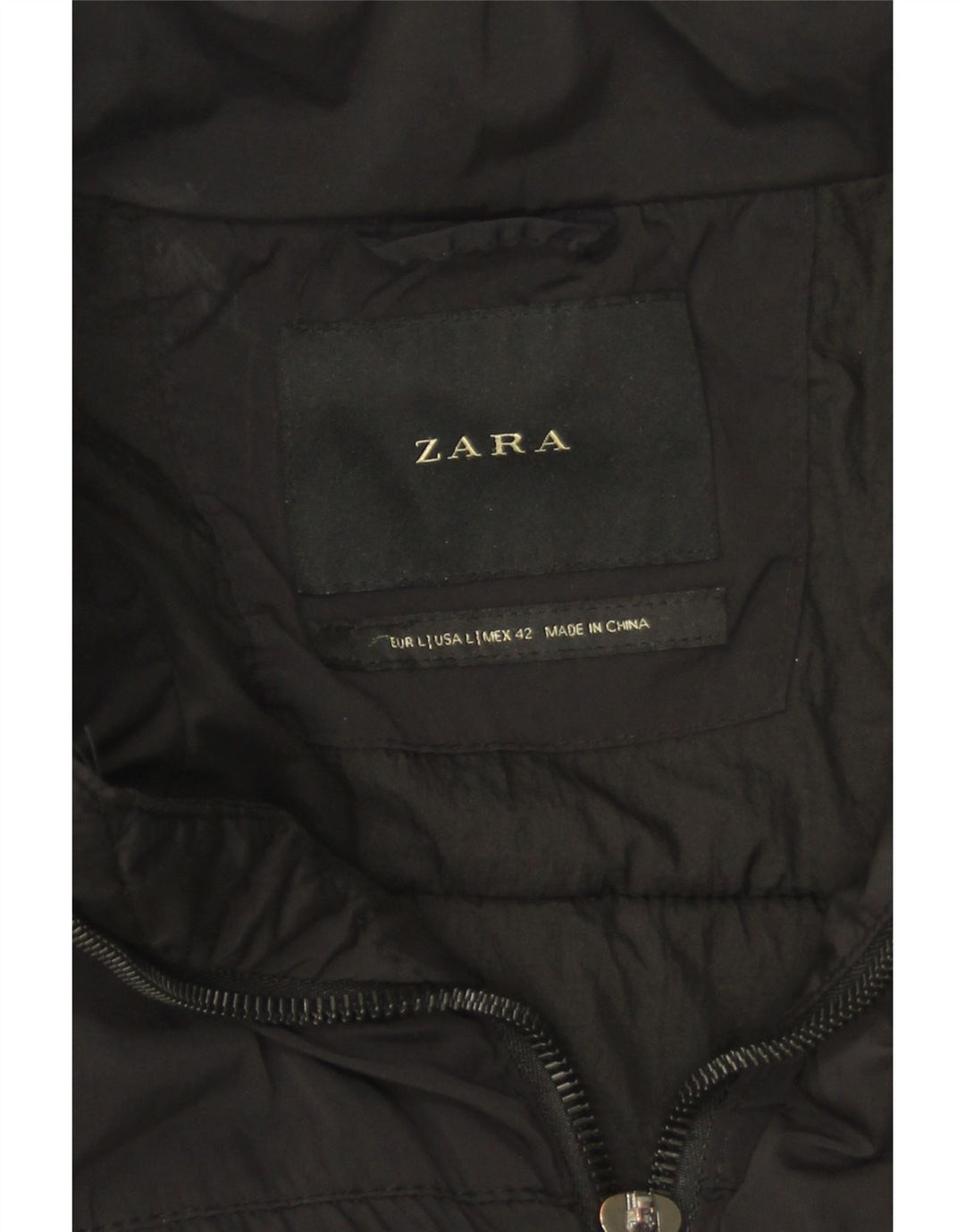 Zara Herre Polstret Frakke UK 40 Stor Sort Polyester