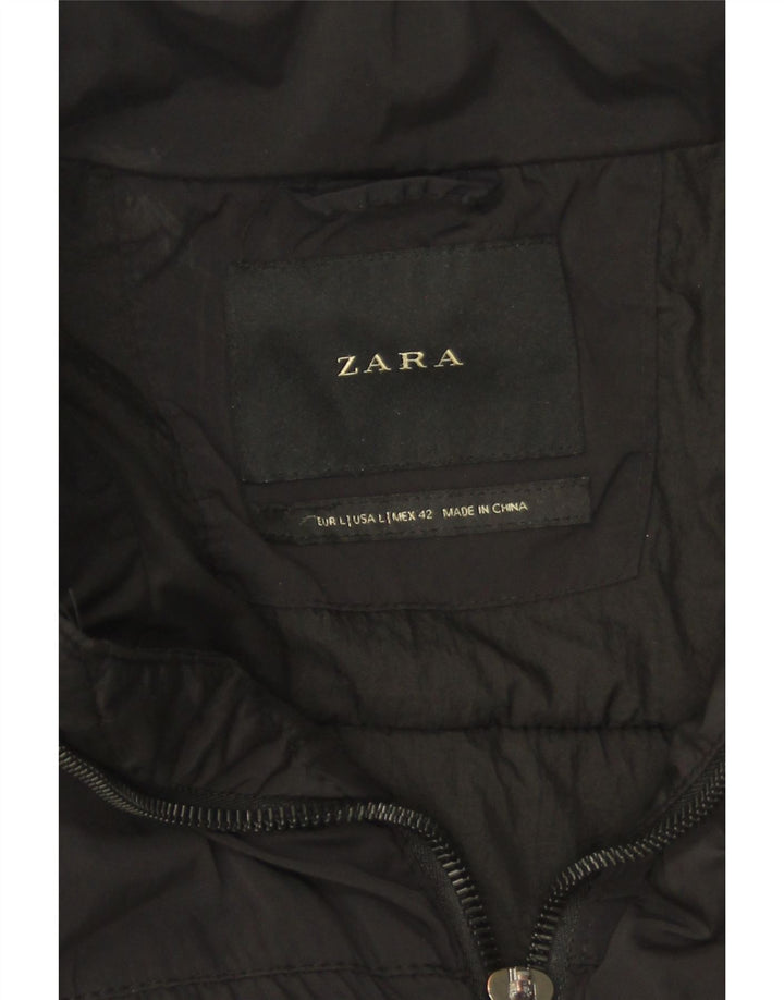 Zara Herre Polstret Frakke UK 40 Stor Sort Polyester