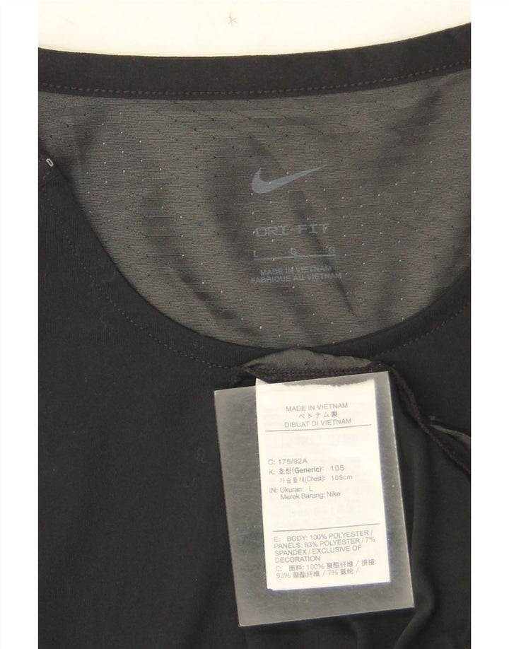 Nike Herre Dri Fit T-Shirt Top Stor Sort Camouflage Polyester