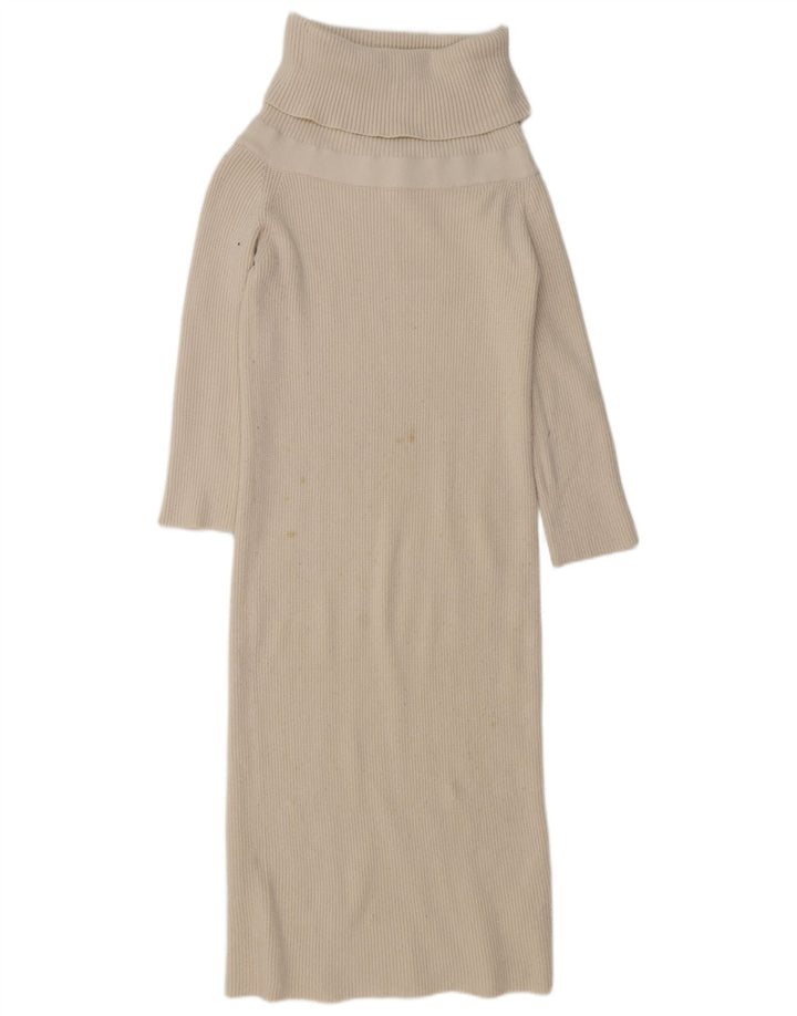 Zara Dame Jumper Dress UK 14 Medium Beige Viscose