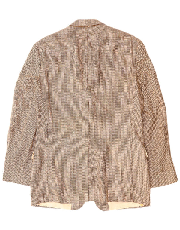 HUGO BOSS Mens 2 Button Blazer Jacket UK 38 Medium Brown Silk