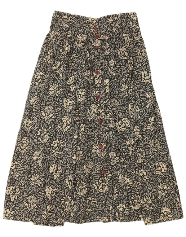 Byblos Dame Højtalje A-Line nederdel IT 40 Small W26 Black Floral Bomuld