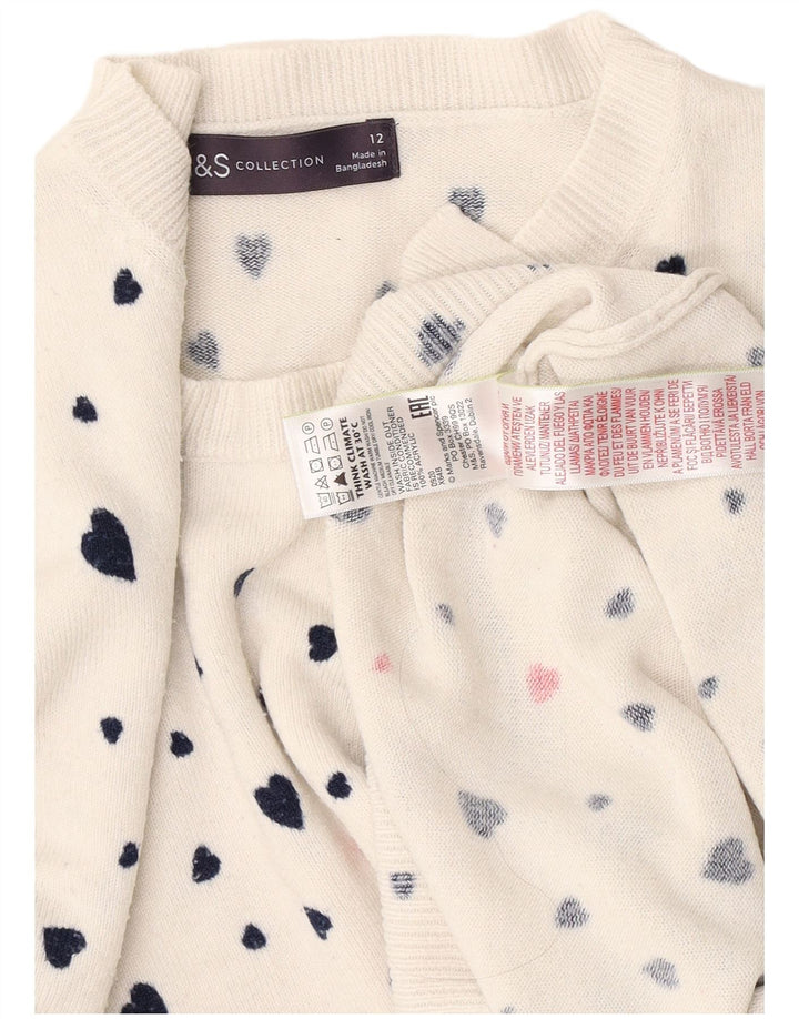 Marks & Spencer Dame Boat Neck Jumper Sweater UK 12 Medium White Heart