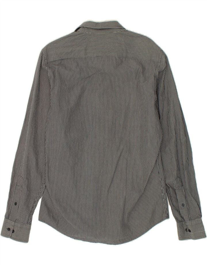MURPHY & NYE Mens Slim Fit Shirt Large Navy Blue Pinstripe Vintage Murphy & Nye and Second-Hand Murphy & Nye from Messina Hembry 