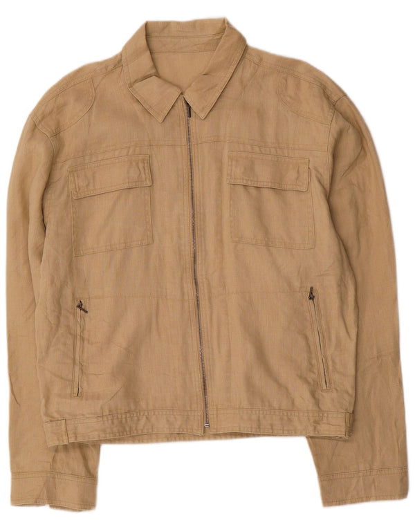 Pal Zileri Womens Utility Jacket IT 52 2XL Beige Linen