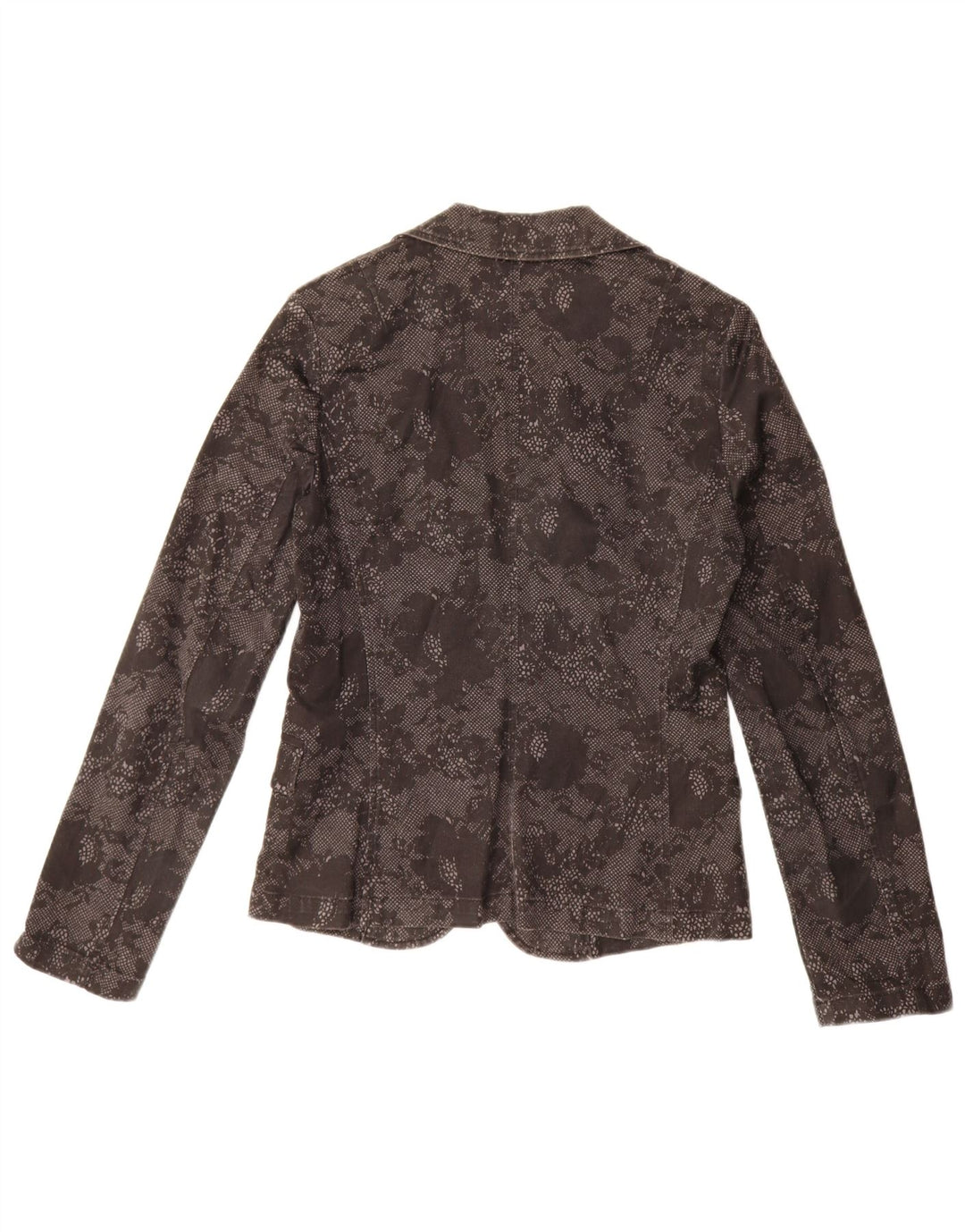 Benetton Dame 1 Knap Blazer Jacket UK 10 Small Black Floral Bomuld