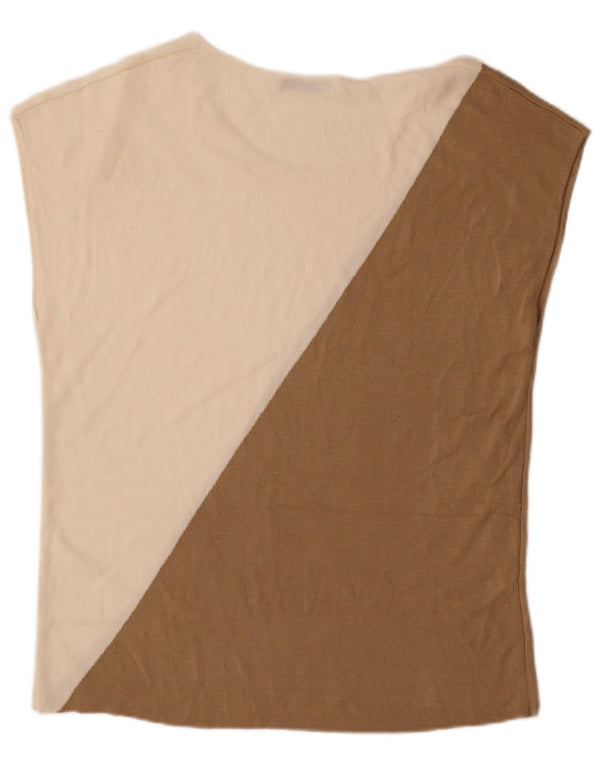 Zara Dame Oversized T-Shirt Top UK 10 Small Beige Colourblock