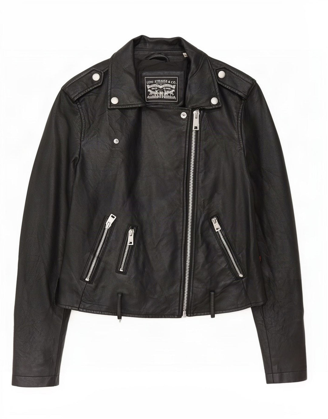 Levi's Womens Crop Biker-jakke i imiteret læder UK 10 Lille sort polyurethan