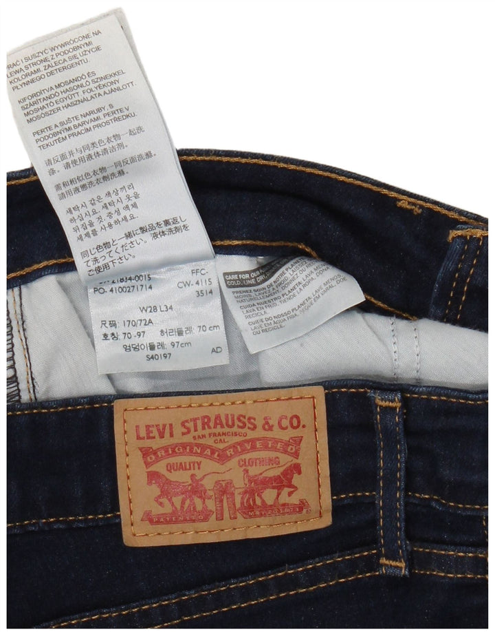 Levi's Dame 714 Straight Jeans W28 L30 Marineblå Bomuld