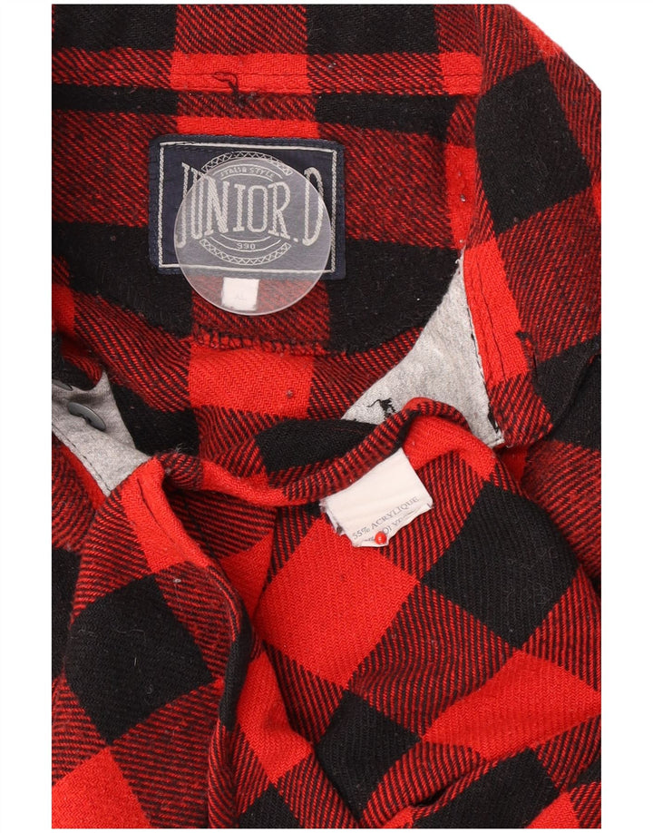 Junior.D Herre Pullover Flanellskjorte XL Rød Ternet Akryl