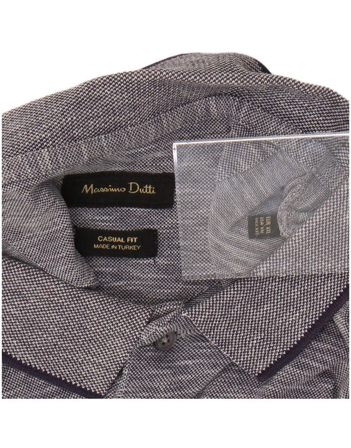 MASSIMO DUTTI Herre Casual Fit Polo Shirt 2XL Navy Blue Flecked