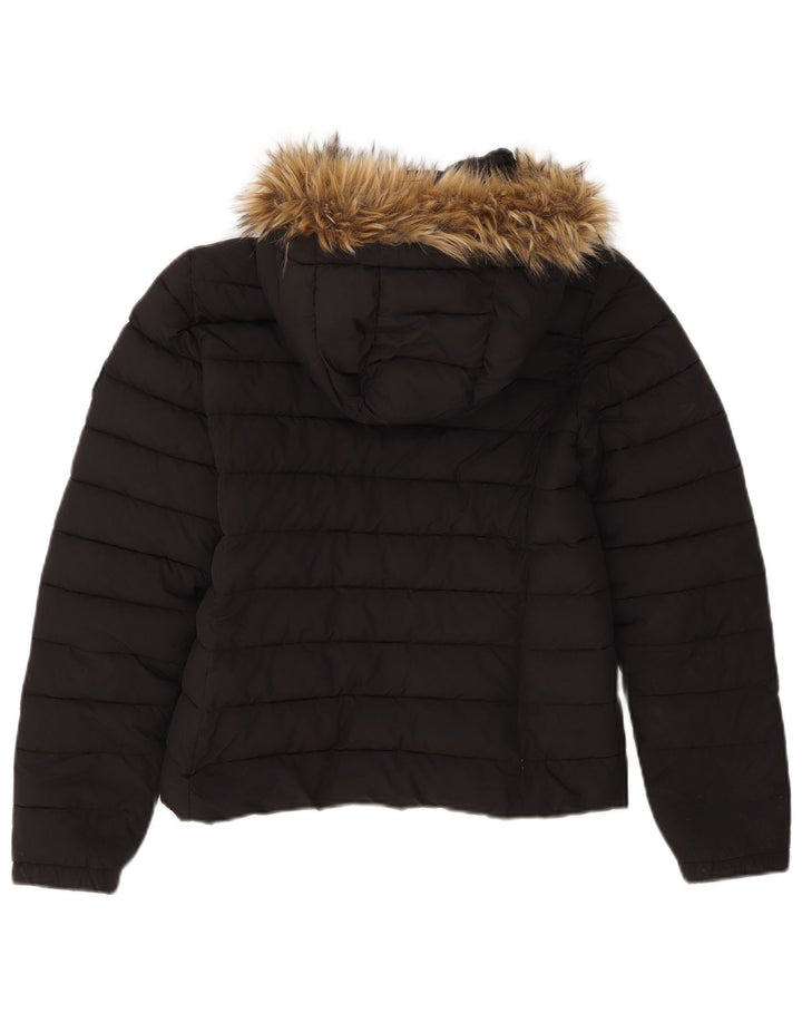 Superdry Polstret hættejakke til kvinder UK 10 Lille sort polyester