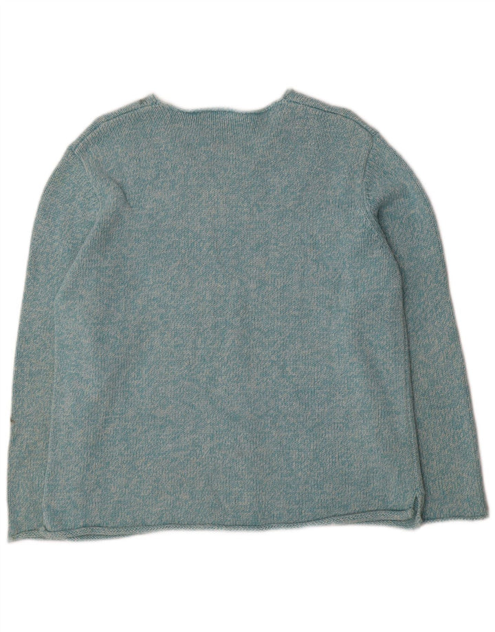 L.L.Bean Dame Oversized V-hals sweater UK 16 Large Blue Flecked