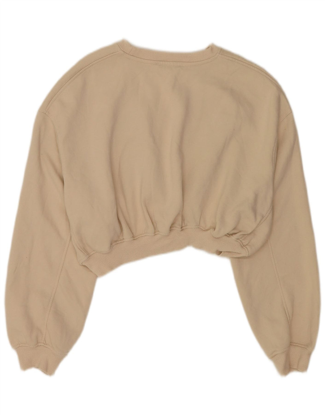 Zara Womens Crop Oversized Sweatshirt Jumper UK 10 Small Beige Bomuld