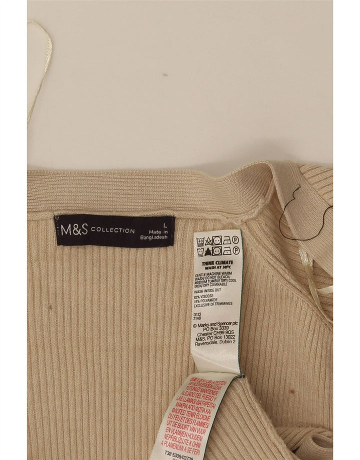 Marks & Spencer Dame Longline Åben Cardigan Sweater UK 14 Large Beige