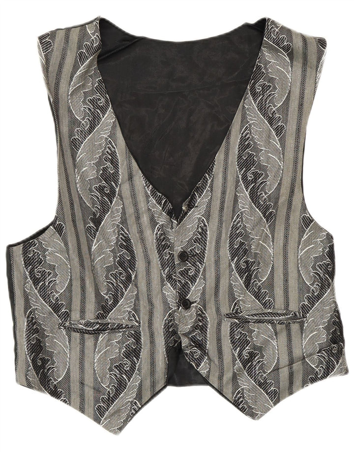 Vintage herre abstrakt mønster vest lille grå rayon