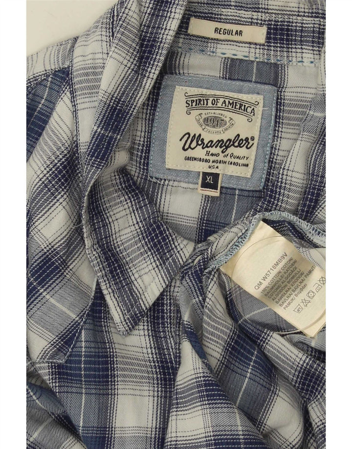 Wrangler herre Regular Fit skjorte XL blå ternet bomuld