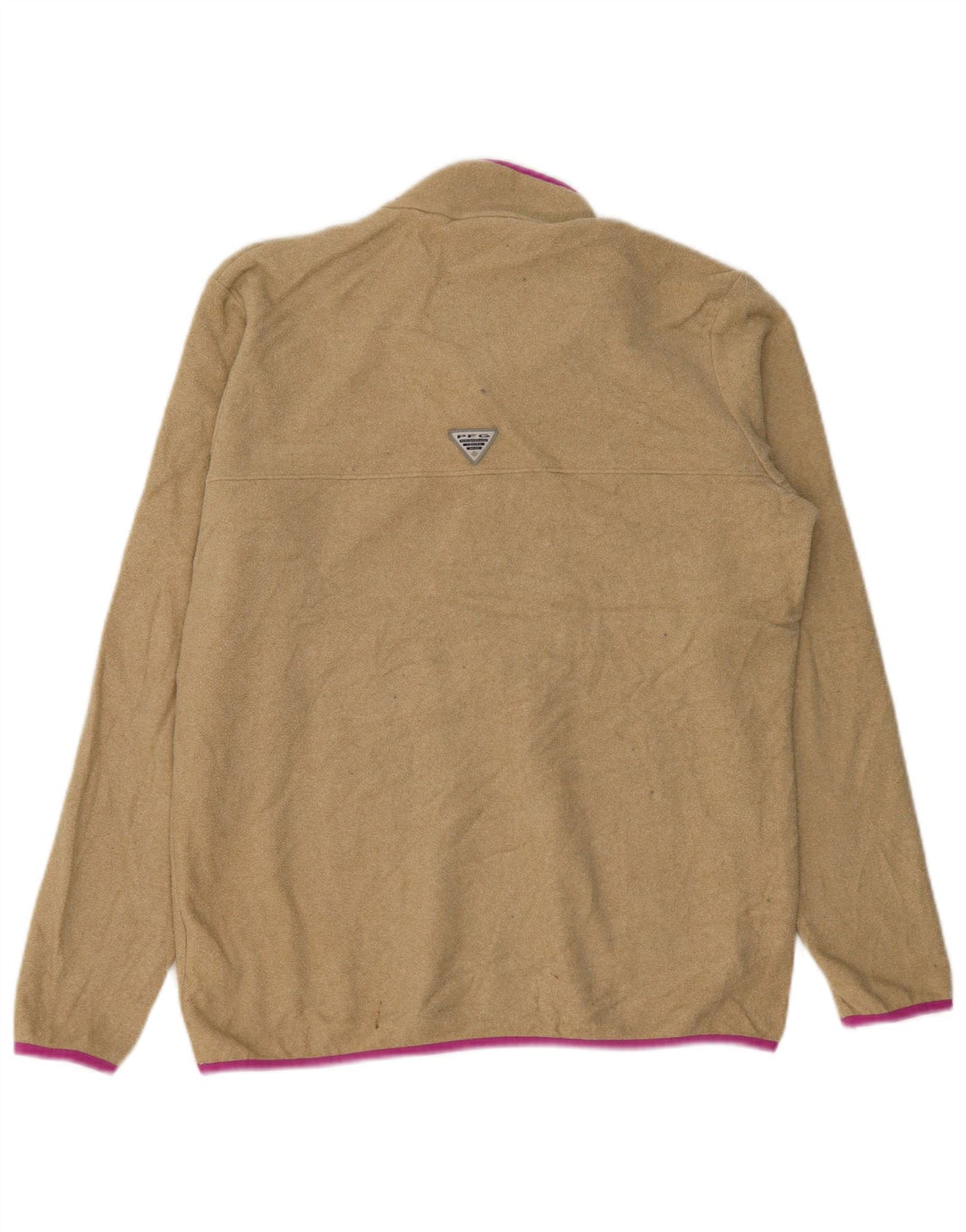 Columbia Womens Button Neck Fleece Jumper UK 18 XL Beige Polyester