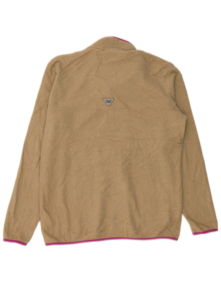 Columbia Womens Button Neck Fleece Jumper UK 18 XL Beige Polyester