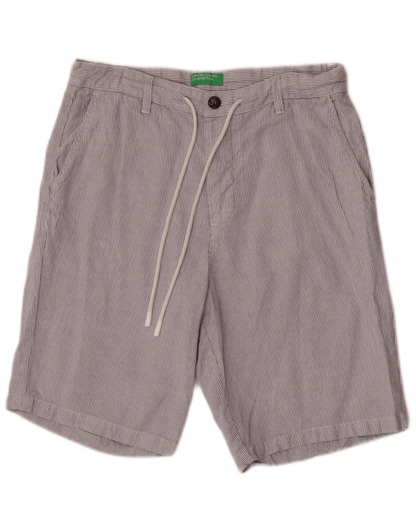 Benetton Herre Chino Shorts IT 46 Small W32 Blue Pinstripe Bomuld