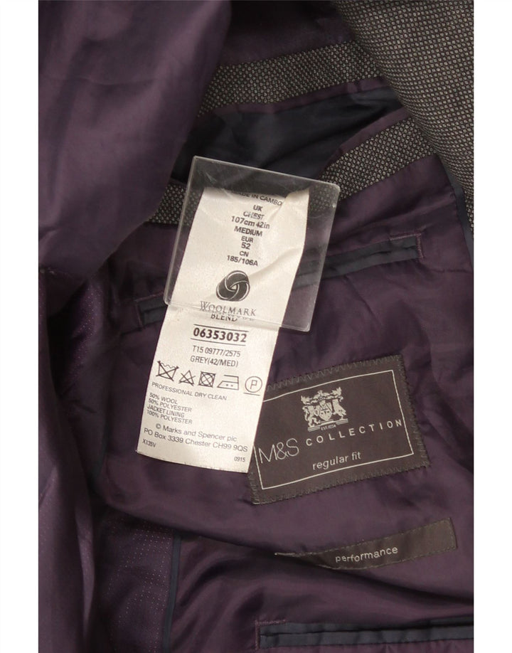 Marks & Spencer Herre 2-knap Regular Fit Blazer Jacket UK 42 Large Grå