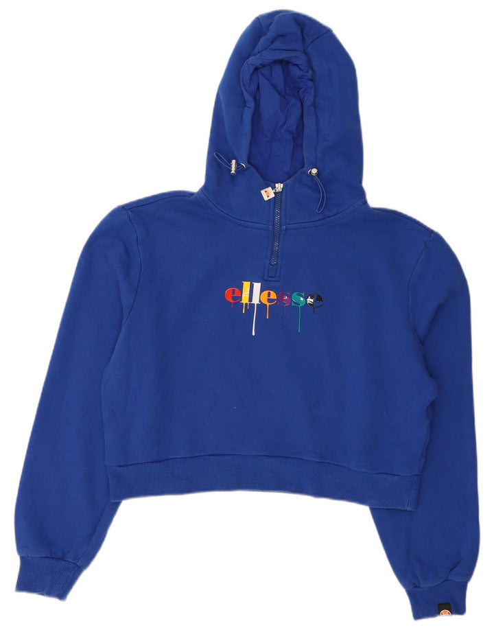 ELLESSE Dame Oversized grafisk lynlås hættetrøje Jumper UK 10 lille blå