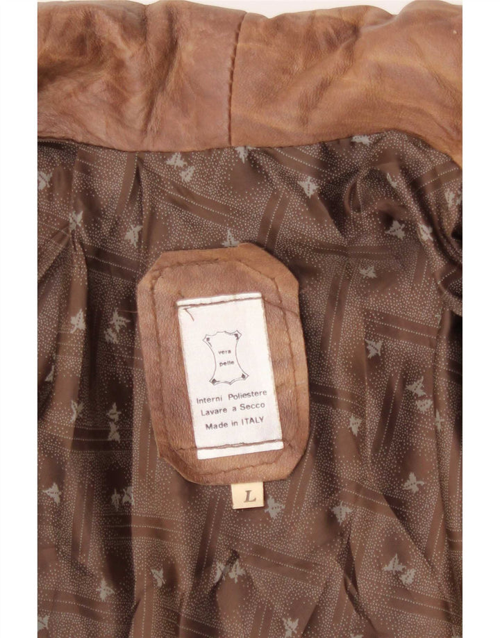 Vintage dame Batwing læderfrakke UK 16 Large Brown
