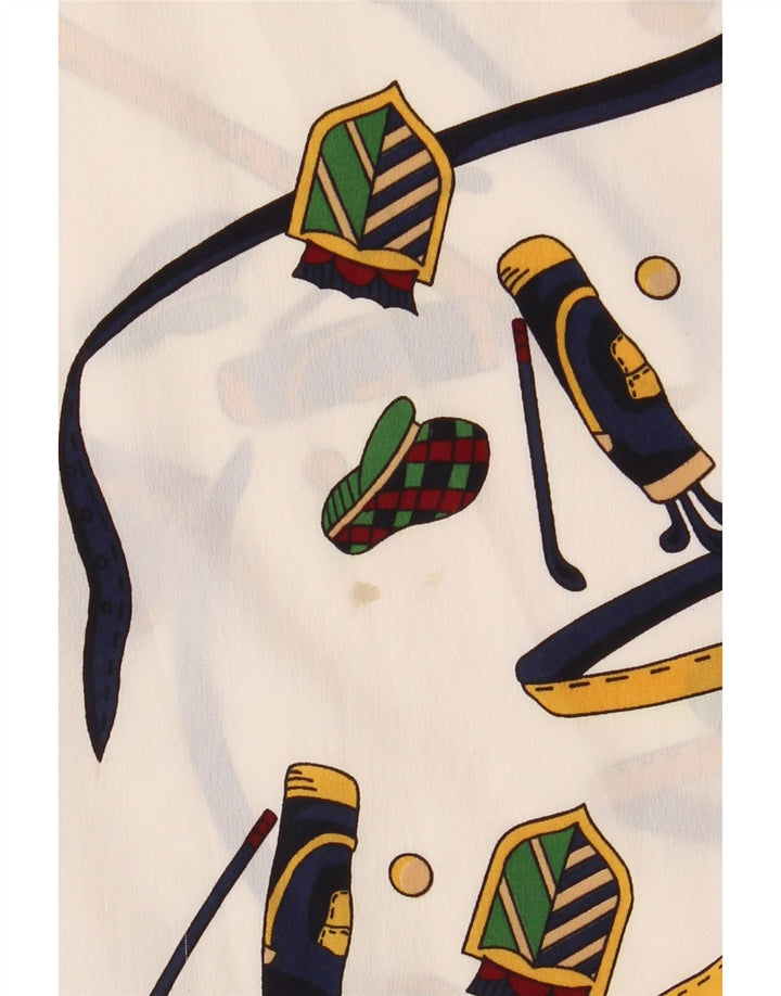 VINTAGE Kvinders abstrakt mønster gennemsigtig skjorte IT 42 Medium White