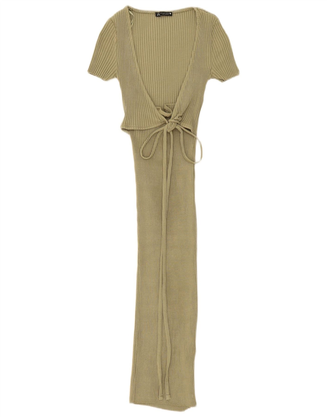 Zara Dame Maxi Dress UK 8 Small Khaki Cotton