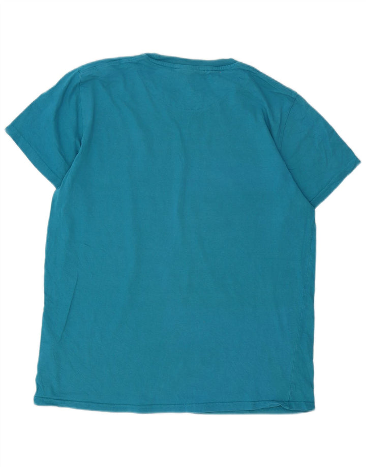 Pierre Cardin Herre Grafisk T-Shirt Top Stor Blå Bomuld