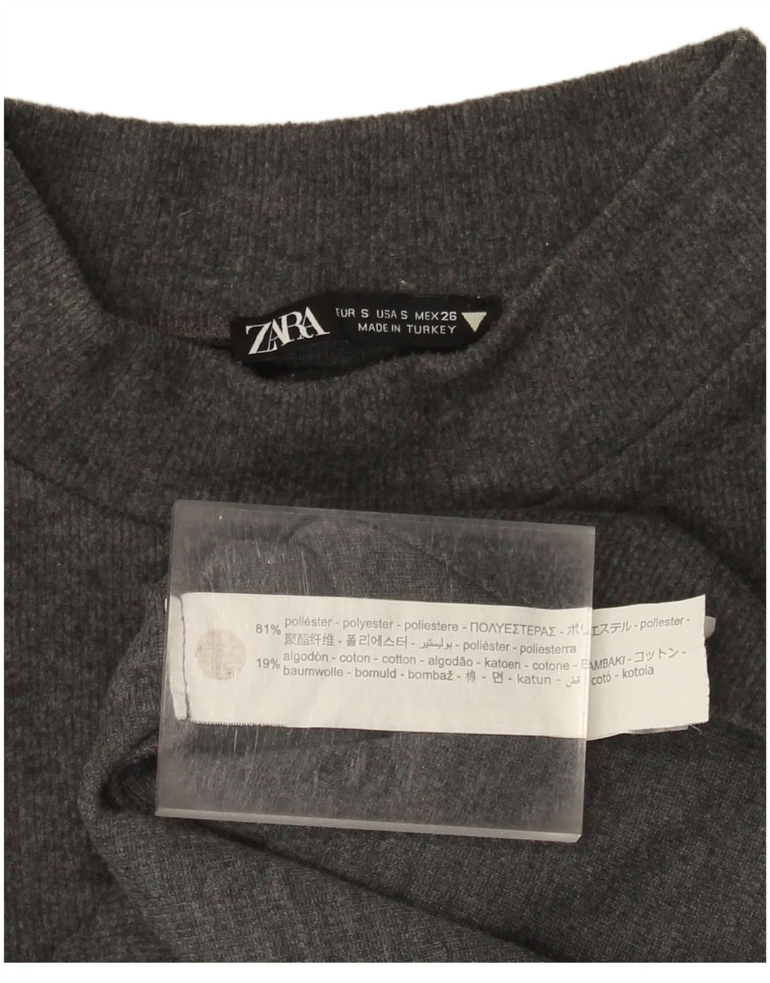 Zara Womens Crop T-Shirt Top UK 10 Small Grå Polyester