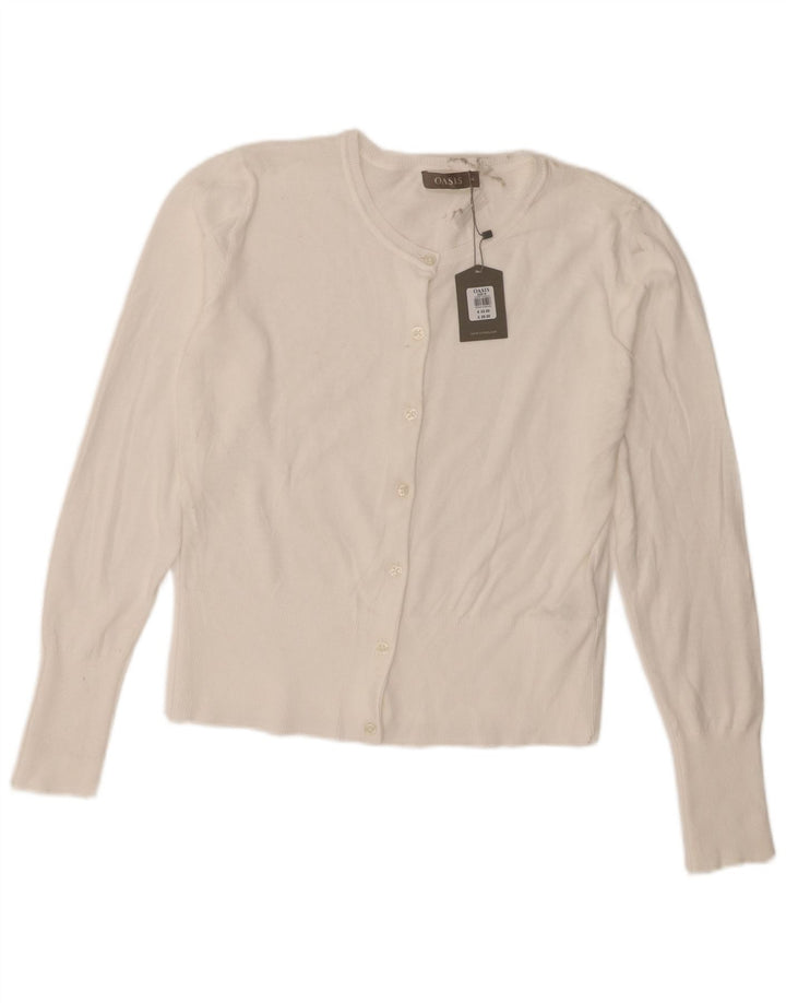Oasis Womens Crop Bolero Jumper UK 12 Medium White Bomuld