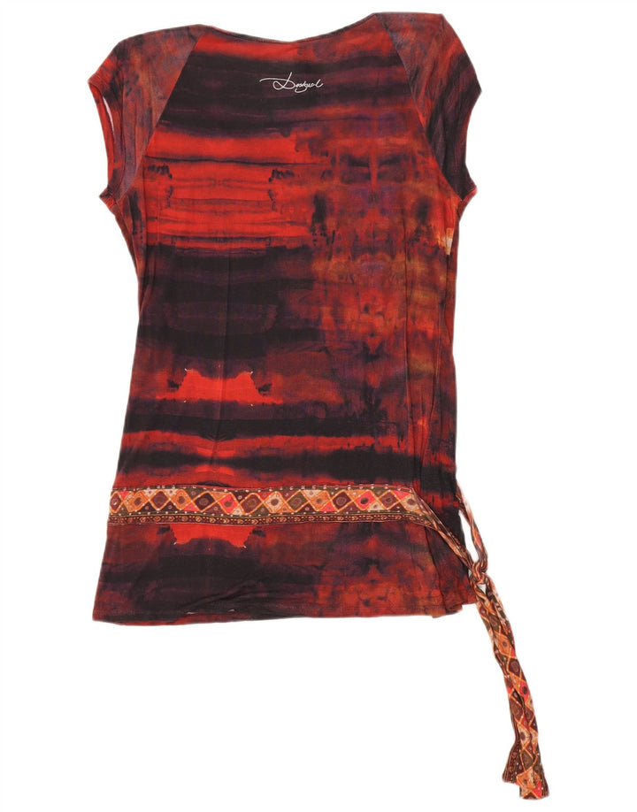 Desigual kvinders abstrakt mønster bluse Top UK 18 XL Rød