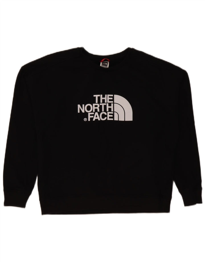 The North Face Womens Crop Graphic Sweatshirt Jumper UK 16 Large Black