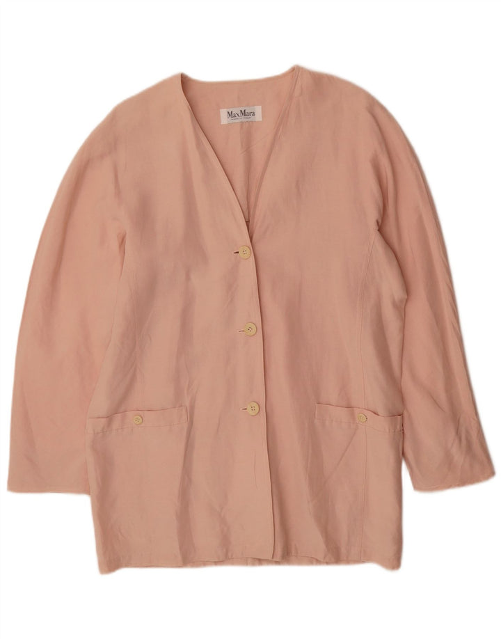 Max Mara Herre 3-knaps blazerjakke UK 12 Medium Pink Linen