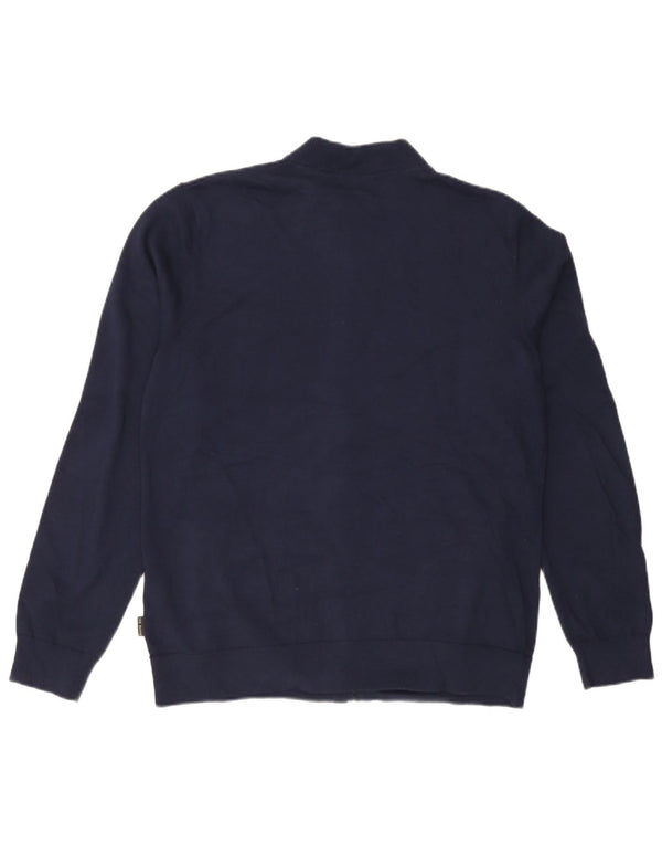 Ted Baker Herre Cardigan Sweater Størrelse 5 XL Marineblå Bomuld