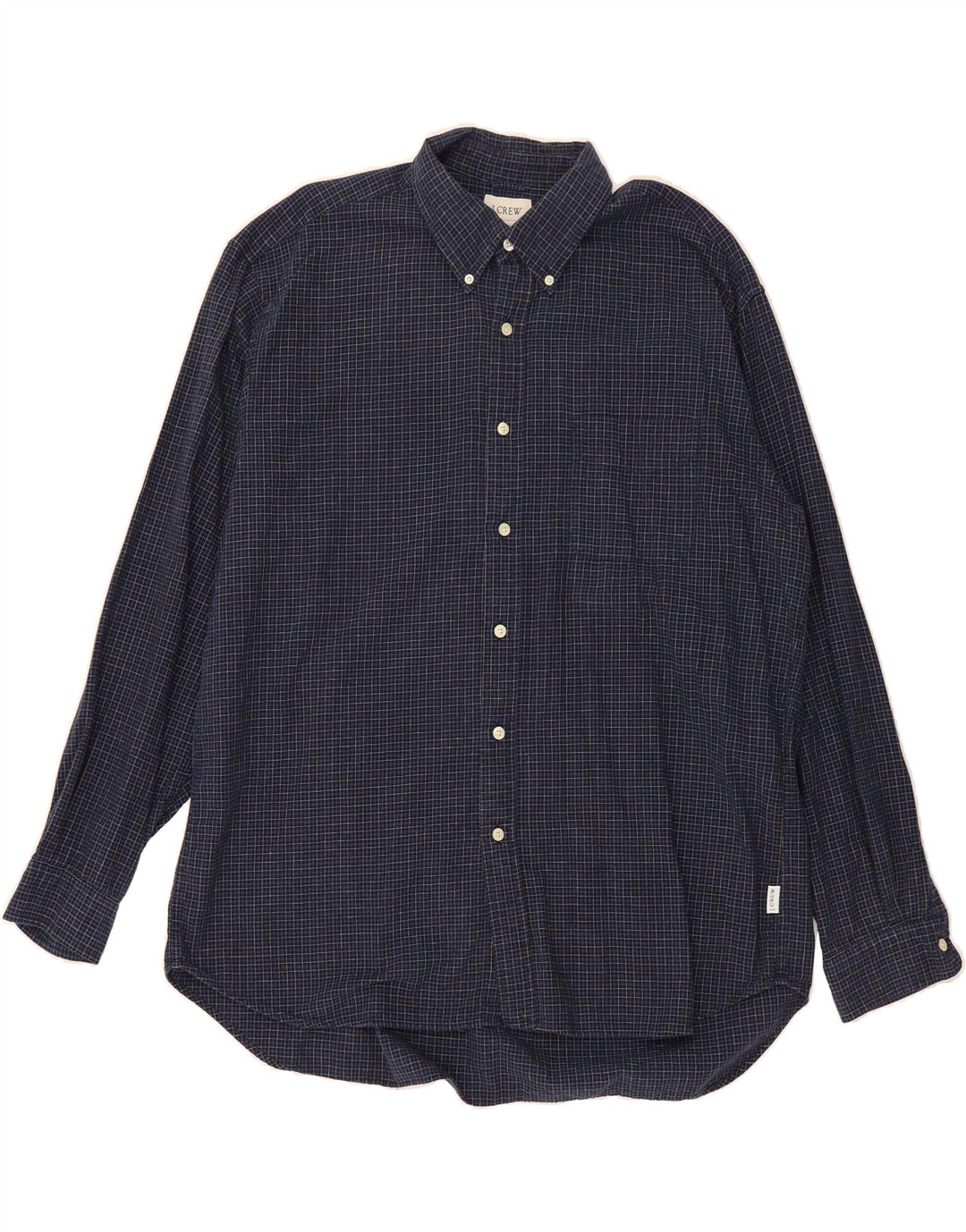 J. CREW Mens Flannel Shirt XL Navy Blue Check Cotton Vintage J. Crew and Second-Hand J. Crew from Messina Hembry 