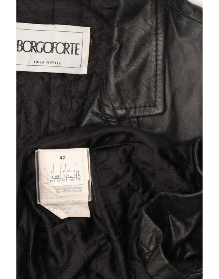 Vintage læderfrakke til kvinder UK 10 Small Black