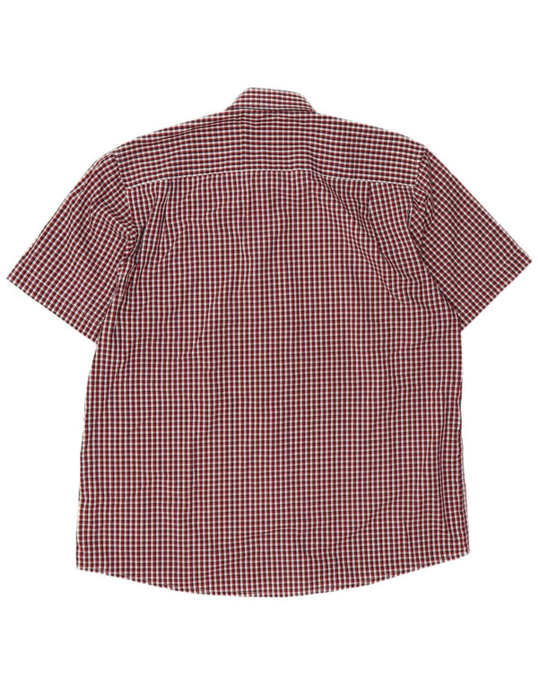 Pierre Cardin Herre kortærmet Regular Fit skjorte 3XL rød ternet polyester