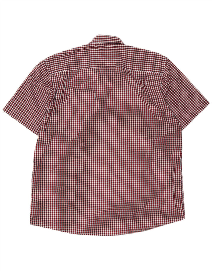 Pierre Cardin Herre kortærmet Regular Fit skjorte 3XL rød ternet polyester